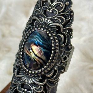 🔥SALE 4/$25 🇺🇸 Filagree Elongated Stone Fashion Ring with Stretchy Band